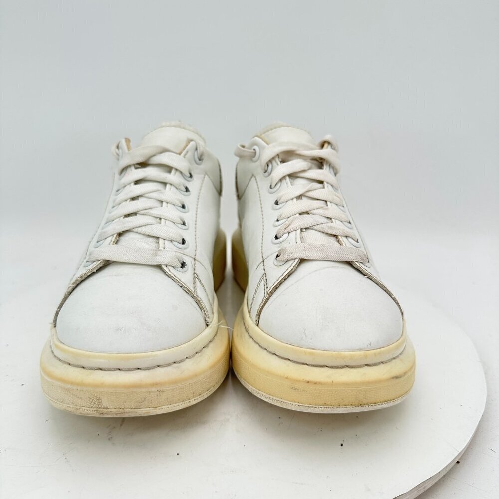 Alexander McQueen Women Size 7 White Leather Lace Up Platform Casual Shoes - Picture 2 of 13